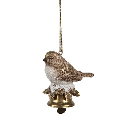 Produktbild von Clayre & Eef Weihnachtsanhänger Vogel 6 cm Braun Polyresin