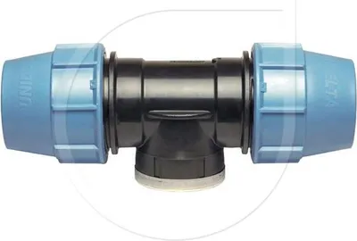 Immagine prodotto di Raccordo a T Unidelta in PP a 90° con filettatura interna 32 mm x 1/2" x 32 mm