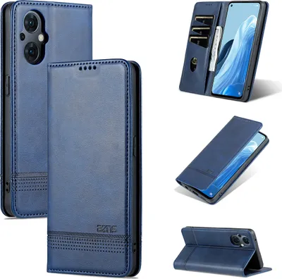 Produktbild von Oppo Reno8 Lite Leder Hülle, Klapphüllen Brieftasche Magnetverschluss Ständer Schutzhülle für Oppo Reno8 Lite Blau
