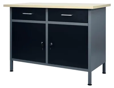 Produktbild von Werkbank Schwarz 120x60x85 cm Stahl für Werkstatt, Haus, Büro