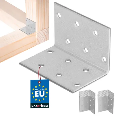 Immagine prodotto di KOTARBAU® Set di 25 connettori angolari 40 x 40 x 60 con angolo di costruzione in acciaio Fori di montaggio Connettori per mobili Connettori per legno zincati per impieghi gravosi Staffe di montaggio
