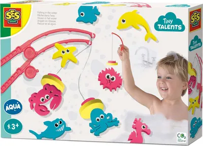 Produktbild von SES Creative Tiny Talents 13092 Angeln im Wasser - Badespielzeug Set mit Angelruten und Meerestieren, Bad-Spieleset, Junge/Mädchen, 3 Jahr(e), Mehrfarbig