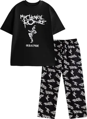 Obrázek produktu pro My Chemical Romance – Pyžamo s dlouhými kalhotami pro muže, krátký rukáv NS9656 (M) (černé)
