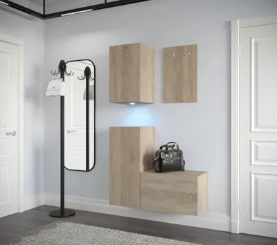 Obrázok produktu pre Furnitech GF18 Nábytok do predsiene Šatníková skriňa Skriňa na topánky do predsiene Matný set (LED RGB (16 farieb), GF18-21S-M3)