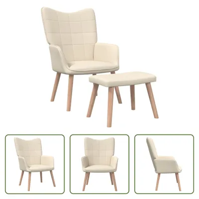 Produktbild von The Living Store Relaxsessel mit Hocker Creme Stoff