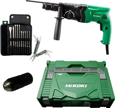 Produktbild von HiKOKI Bohrhammer Meißelhammer DH24PMHW1Z + Metabo Bohrer Meißel Set 10-teilig