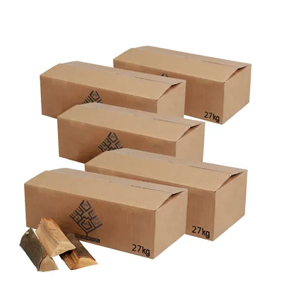 Produktbild von Krok Wood Brennholz Buche, Buchenholz, Kaminholz mit Rinde, Feuerholz für Ofen, Kamin, Kaminofen, Feuerschale, Grill, Holzscheite 25 cm, Menge:135 kg