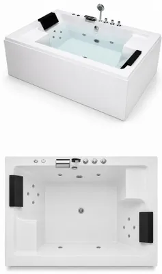 Zdjęcie produktu dla Wanna Łazienkowa z Hydromasażem  Mentona 180 x 120 cm wolnostojąca Akrylowa LED Jacuzzi SPA kompletna