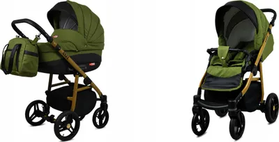 Produktbild von BabyLux® Axel | 2in1 Kinderwagen Set | Olive | Kombikinderwagen | Kinderwagenset | Buggy + Babyw
