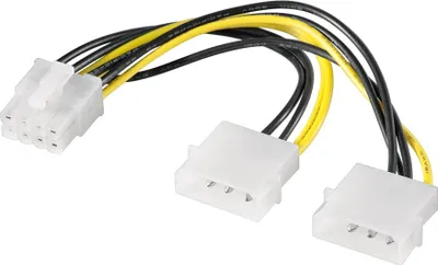 Produktbild von PC Grafikkarten-Stromkabel/Stromadapter, PCI-E zu PCI Express 8-Pin 2x HDD/5,25 Zoll-Stecker (4-Pin) > PCIe-Buchse (8-Pin)