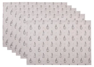 Immagine prodotto di Clayre & Eef Set di 6 tovagliette 48x33 cm Beige Grigio Cotone Coniglio