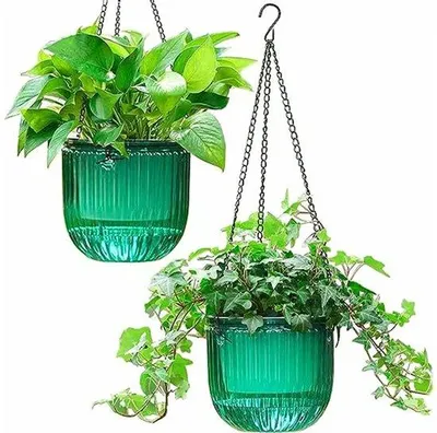 Immagine prodotto di Vasi da fiori sospesi impermeabili - Set da 2 pezzi - Con gancio di fissaggio - Per interni ed esterni - Ideali per fiori e piante verdi - Bianchi