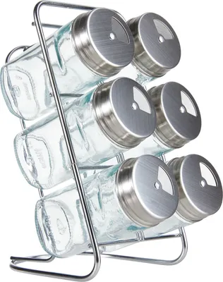 Image de Ensemble de 6 boîtes de conservation pour condiments Zeller, verre/acier inoxydable, 18 x 9,3 x 15 cm, transparentes