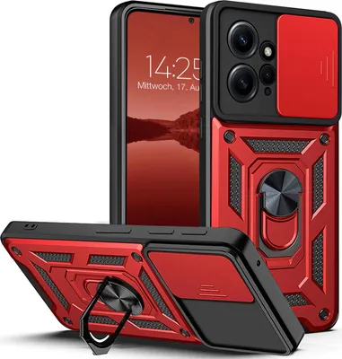 Produktbild von Armor Handyhülle für Xiaomi Redmi Note 12 Kameraschutz Handy Panzer Case Cover Schutzhülle Outdoor Farbe: Rot