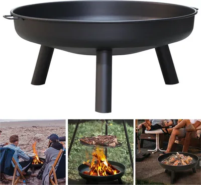 Immagine prodotto di Fiqops ciotola per fuoco accogliente camino cesto per fuoco ruggine giardino 80 cm cesto per fuoco in metallo