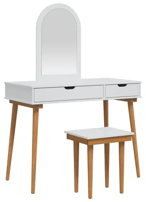 Immagine prodotto di vidaXL Set da tavolo da trucco FAUSKE, 3 pezzi, bianco, 100 x 50 x 143 cm