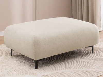 Produktbild von Cardea – Moderner Hocker in Bubble-Optik aus weichem Hellbeige Strukturstoff mit hohem Sitzkomfort