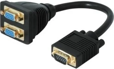 Zdjęcie produktu dla Tecline 90951, 0,2 m, VGA (D-Sub), 2 x VGA (D-Sub), Męska, Żeńska, Czarny