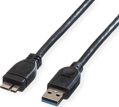 Produktbild von ROLINE USB 3.2 Gen 1 Kabel, A ST - Micro A ST, schwarz, 2 m