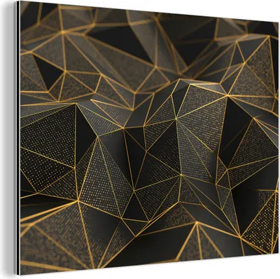 Obrázok produktu pre Nástenná dekorácia Kovový kovový obraz Wall Art 120x90cm Abstraktné - Zlaté - 3D - - Umenie Muchowow Hliníkové obrazy