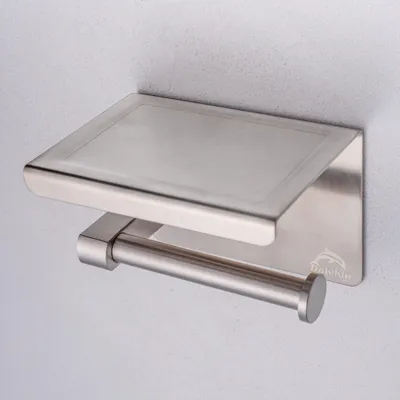 Produktbild von Dolvhin Toilettenpapierhalter ohne Bohren | Klopapierhalter mit Ablage | Edelstahl Klorollenhalter Selbstklebend | WC Rollenhalter | Silber Grau