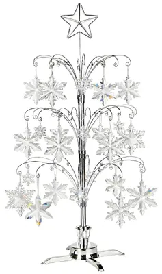 Ornament-Display-Baumständer, 47 Zoll, 60 Haken, drehbar, silber