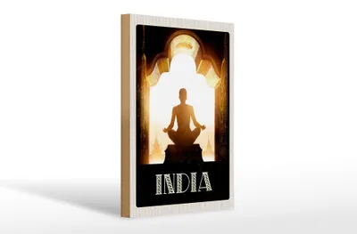 Produktbild von Holzschild Reise 20x30cm Indien Gemälde Meditieren