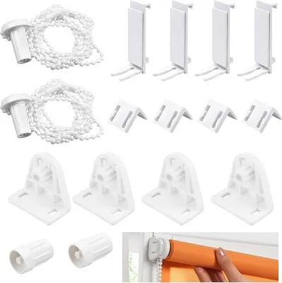 Produktbild von 2 Set Weiß Rollo Halterung Fenster 17mm Ersatzteile Rollo Klemmfix Blind Beschläge Set für Klemmfix Verdunkelungsrollo, Seitenzugrollo, Doppelrollo