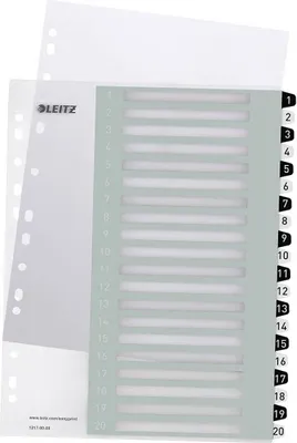 Produktbild von Leitz WOW, Numerischer Registerindex, Polypropylen (PP), Schwarz, Weiß, A4 Maxi, 245 mm, 305 mm