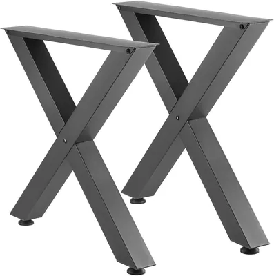 Produktbild von Tischkufen im 2er-Set, 790x750 mm, X-förmiges Tischgestell, Tragfähigkeit bis 1000 kg, Tischbeine aus Kohlenstoffstahl, Möbelfüße für Schreibtische, Couchtische und Esstische, Schwarz