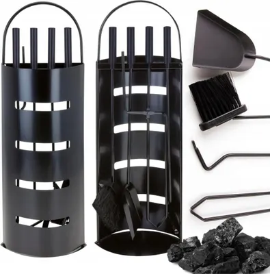 Immagine prodotto di set camino 5 in 1, accessori per caminetto, pala, attizzatoio, scopa, supporto