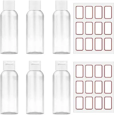 Produktbild von Ultiluxe Reisfleschen Set - 6 Stück - Nachfüllflaschen - 80 ml - Mit Etiketten - Auslaufsicher - Transparent