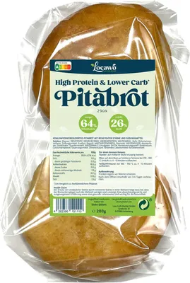 Produktbild von Locawo High Protein Low Carb Pitabrot | Dönerbrot 200g (2 x 100g)