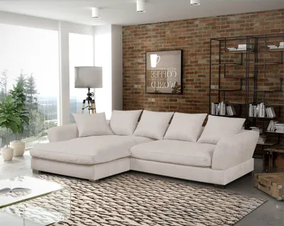 Produktbild von Ecksofa Couchgarnitur TIZIAN in Stoff Salvador Beige Ottomane Links