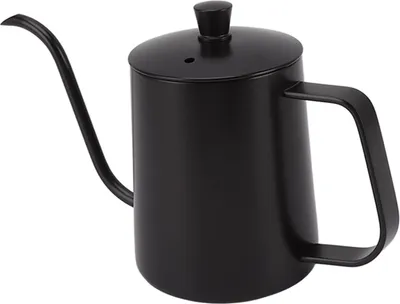 Zdjęcie produktu dla Mały czajnik do kawy filtrowanej wykonany ze stali nierdzewnej z precyzyjną regulacją temperatury i wylewką typu "gęsia szyja", czarny, 350 ml