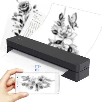 Produktbild von Tattoo-Schablonendrucker – A4-Thermodrucker mit 10 Blatt Transferpapier für Tattoo-Transfers, unterstützt Bluetooth-App für 107 mm/210 mm/216 mm/US-Letter-Thermopapier
