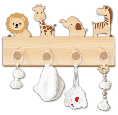 Immagine prodotto di Appendiabiti in legno per bambini con 4 ganci
