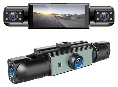 Immagine prodotto di Dashcam a quattro telecamere con schermo IPS da 3,16 pollici, visione notturna a infrarossi, grandangolo da 170 gradi, lenti orientabili, monitoraggio del parcheggio 24 ore su 24, sensore di forza G