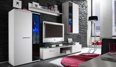 Obrázok produktu pre Moderná obývacia stena s LED osvetlením VOLDA - biela