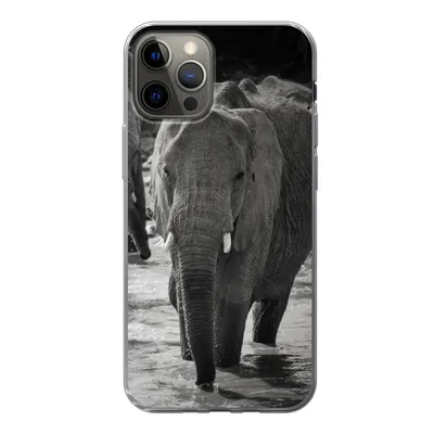 Produktbild von MuchoWow® Handyhülle Schutzhülle Hülle für iPhone 13 Pro Elefant - Tiere - Wasser - Schwarz und weiß Silikon Softcase Handy Hülle - Handy-Tasche