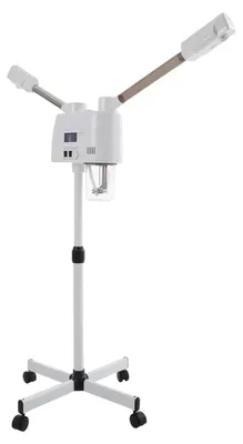Immagine prodotto di Vaporizzatore per il viso - Doppio tubo per vapore caldo e freddo - 800W 220V - Ugello a 360° - Treppiede regolabile in altezza - Spina europea - Bianco