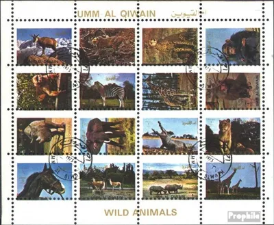 Produktbild von Briefmarken Umm al Kaiwain 1972 Mi 1018A-1033A Kleinbogen (kompl.Ausg.) gestempelt Säugetiere