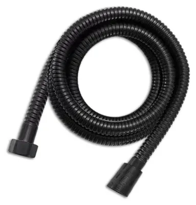 Image de Tuyau de douche noir, 1,5 mètre, en acier inoxydable, flexible, avec protection anti-torsion, raccordement standard 1/2", résistant à la chaleur et à la pression