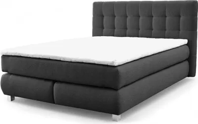 Image de Véritable lit Boxspring BLAKE avec matelas Pocket et matelas Bonell Lit familial avec topper et matelas de poche Lit avec 2 matelas (180x200, noir)