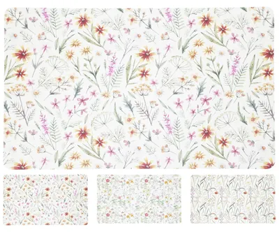 Produktbild von 6er Set hochwertige Blumen Platzsets aus Kunststoff abwaschbar 43,5 x 28,5 cm Tischset mit Blumen