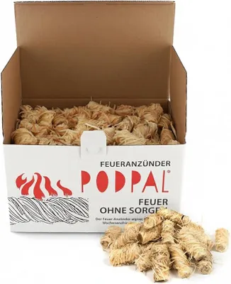 Productafbeelding van 1000 stuks herfstaanmaakhout – 100% houtsnippers en was, milieuvriendelijk, geurloos – Snelbrandende aanmaakhulp voor open haard, kachel, barbecue en kampvuur
