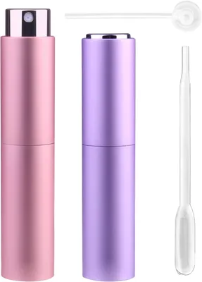 Imagen del producto de Kit de atomizadores de viaje para perfumes, 2 unidades de 10 ml, a prueba de fugas, mini botellas pulverizadoras para perfume y aftershave