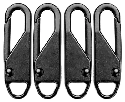 Reißverschluss-Ziehring Reparatur-Set, 4 Stück, Metall, schwarz