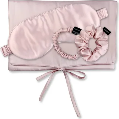 Produktbild von AILORIA TRAVEL SET HAIR - Tasche, Schlafmaske, Scrunchie S & Scrunchie M aus Seide ROSA