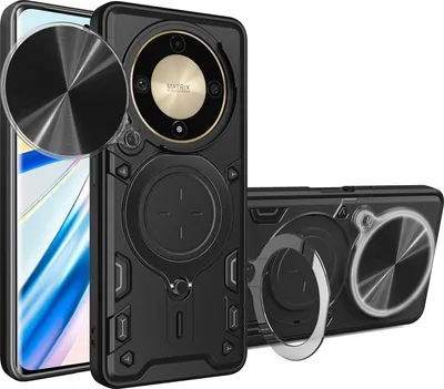Image de Etui pour Honor X9b étui durable double couche avec protection de l'appareil photo et anneau de support Noir
